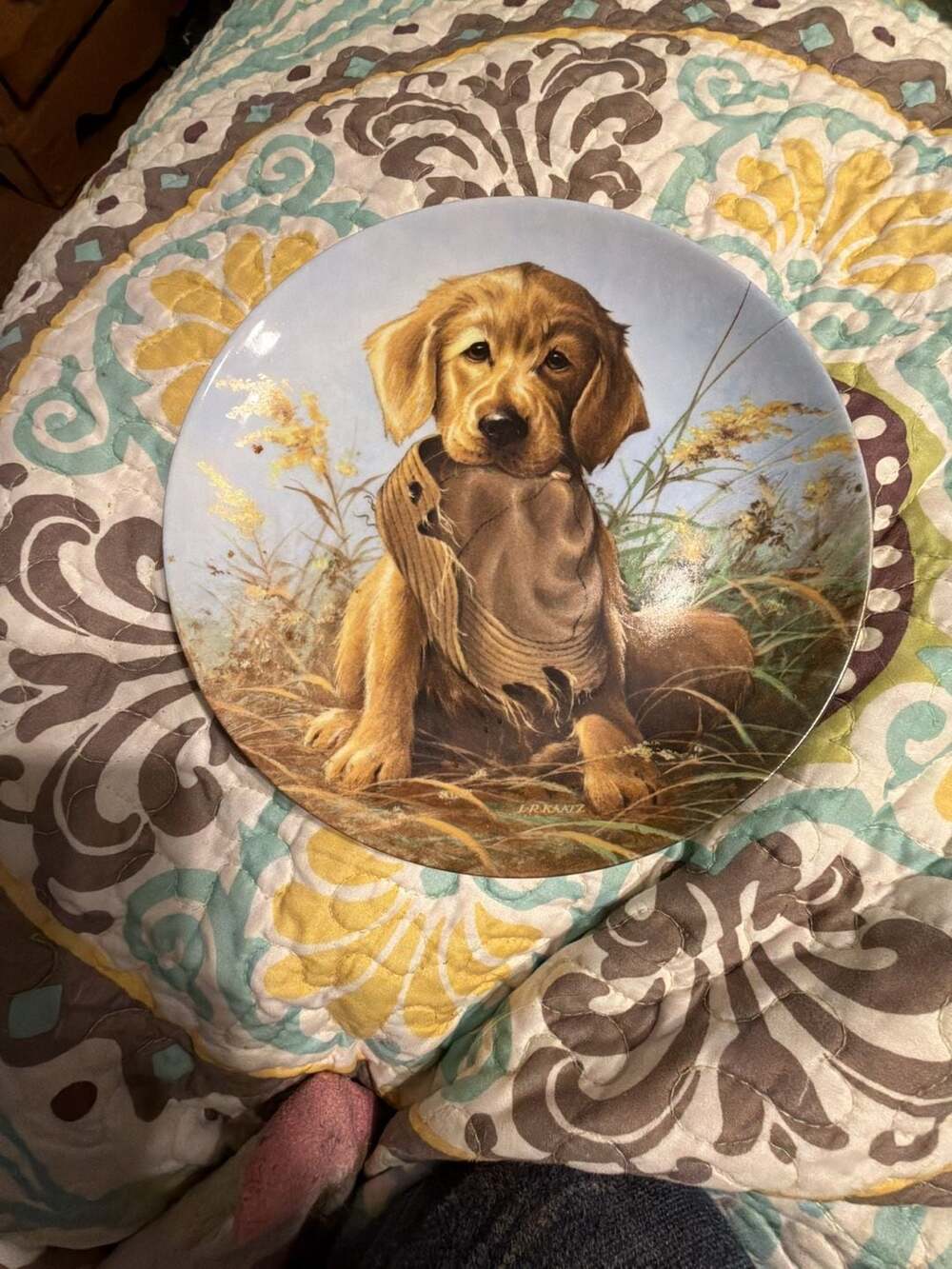 Edwin M. Knowles Caught in the Act Golden Retriever Collector Plate